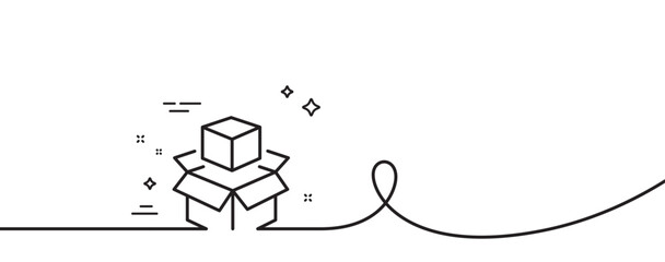 Poster - box line icon. continuous one line with curl. delivery parcel sign. packing boxes symbol. packing bo