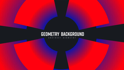 Poster - Vector geometric background, gradient red dotted circle on black backdrop, shape blend 3d.