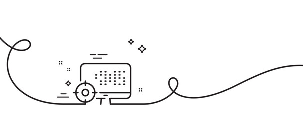 Aufkleber - Seo computer line icon. Continuous one line with curl. Search engine optimization sign. Target symbol. Seo single outline ribbon. Loop curve pattern. Vector