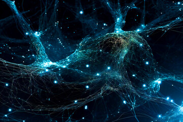 Poster - Blue abstract technology background. Created with Generative AI technology.