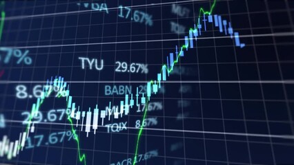 Poster - Animation of financial and stock market data processing against blue background