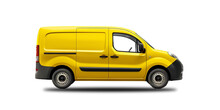 Yellow Mini Van Truck Isolated On White