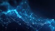 canvas print picture - Blue abstract background with a network grid and particles connected. Generative AI AIG21.