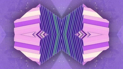 Poster - Abstract symmetrical composition of a bright geometric shape with striped texture of thin slices. Modern concept background. Digital seamless loop animation. 3d rendering. HD resolution