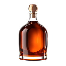 Bottle Of Brandy With Golden Cap Isolated Transparent Background
