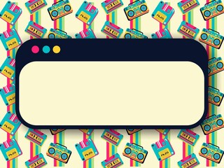 Wall Mural - Blank space for text template banner clip art retro vibes background  pattern vintage style