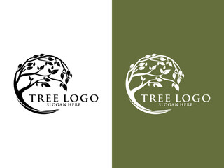 Tree Logo vector, Circle Tree Logo design template