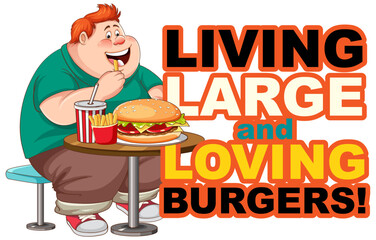 Wall Mural - Living large and loving burgers icon cartoon