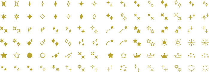 Wall Mural - 手書きの星・キラキラのアイコンセット　　simple hand drawn shining icon set