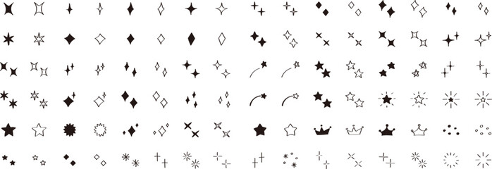 Wall Mural - 手書きの星・キラキラのアイコンセット　　simple hand drawn shining icon set