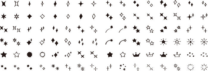 Wall Mural - 手書きの星・キラキラのアイコンセット　　simple hand drawn shining icon set