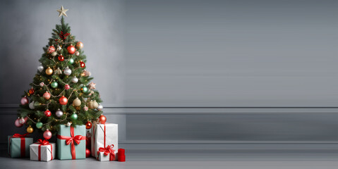 christmas decoration banner with copy space background. generative ai