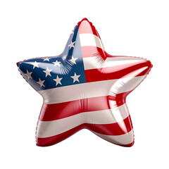 Wall Mural - 4th of July inflatable star. Inflatable us flag star icon. Inflatable star with US flag on it. American star balloon. Transparent background