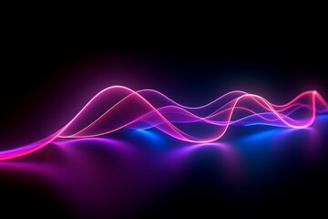 3d render, abstract background with wavy line. glowing pink blue red neon light in ultraviolet spect