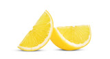 Slices of lemon fruit isolated on transparent background. PNG