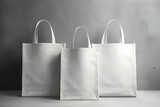 Fototapeta  - Chic white mock-up bag set against a muted gray background Generative AI