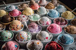 A lot of colorful, tasty, cold ice cream bowls of various sorts Generative AI