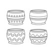 Pots, pitchers, jugs with ornaments. Ukrainian symbols.