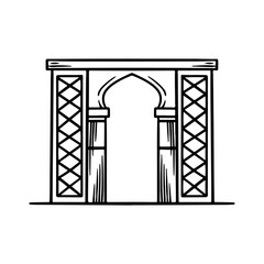 Wall Mural - Islamic gate building hand drawing vector.