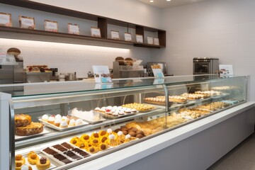 Wall Mural - modern bakery, with endless variety of cupcakes and frostings, created with generative ai