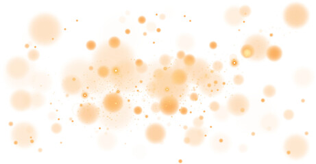 Wall Mural - golden shining bokeh lights with glowing particles on transparent background. png.