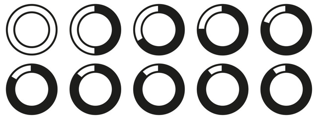 Fototapete - Circles divided diagram 3, 10, 7, graph icon pie shape section chart. Segment circle round vector 6, 9 devide infographic.