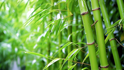  bamboo trees with bright green leaves. Generative Ai