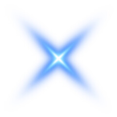 Blue star and sparks isolated on transparent background. Flares and sunbursts. Glowing light effects. PNG.