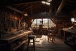 © whitehoune - interior of the old workshop, ai tools generated image