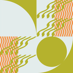 Poster - Modern abstract geometric  vector seamless pattern with simple elements and shapes like circle, square and triangle. Graphic pastel colored minimalist background.