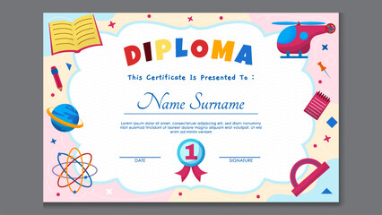 Wall Mural - Fun Colorful Certificate Template for Kids