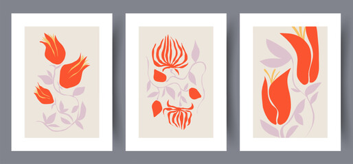 Wall Mural - still life flowers ecology aesthetic wall art print. contemporary decorative background with aesthet