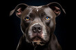 portrait of a dark brown Pit Bull Terrier dog