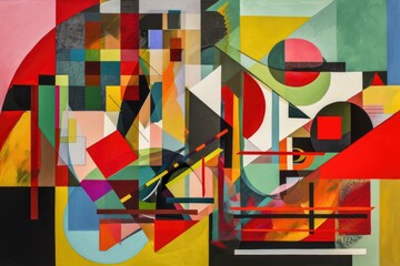 Canvas Print - cubist collage with geometric shapes and bold colors, created with generative ai