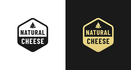 Natural cheese label or Natural cheese seal vector isolated in flat style. Best Natural cheese label for product packaging design element. Elegant Natural cheese seal for packaging design element.