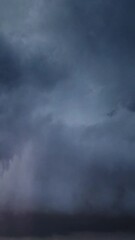 Wall Mural - Lot of lightning during a thunderstorm. Storm clouds are moving fast on the viewer, timelapse. Vertical video