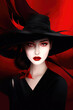 © Andrii  - Mysterious Femme Fatale in a Black Hat. Generative AI