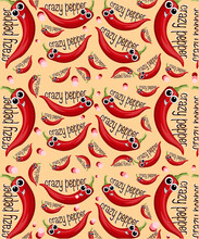 Crazy Red Pepper Pattern.Colorful Hand Drawn Patchwork Flat Cartoon Seamless Pattern. Handmade Patch Work Quilt Style Background For Textile Concept Or Fun Modern Backdrop Design.