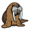a walrus in comic style , on transparent background as PNG.(generative ai)