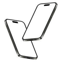 Poster - Realistic smartphone mockup. Isometric smartphone set. 3d mobile phones with blank screen. Vector illustration