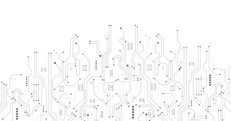 Poster - Black circuit diagram on white background. High-tech circuit board connection system.Vector abstract technology on white background.