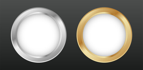Poster - Golden and metal circle photo frame vector.