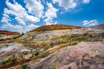 Wall Mural - Abandoned ore mining mine with turquoise blue water