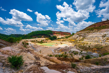 Wall Mural - Abandoned ore mining mine with turquoise blue water