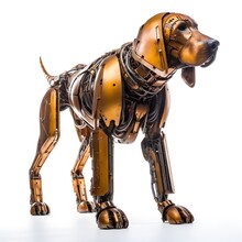 Bloodhound Hunting Dog Animal Robot, Generative Ai Generated Technology