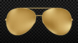 Gold aviator sunglasses with gold frame. Golden Sun glasses
