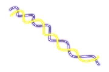 Poster - Neon bright lines png. Glowing yellow and purple lines on transparent background.