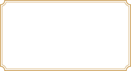 Wall Mural - rectangle subtle gold frame for web presentation, horizontal border in oriental style, png with tran