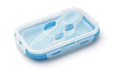 Wall Mural - Blue collapsible silicone lunch box with spork