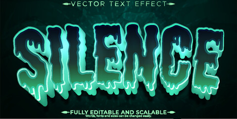 Silence horror text effect, editable devil and fear text style